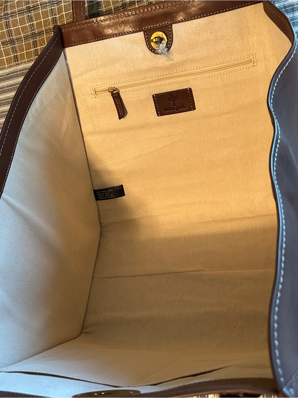 Margo New York Phoebe Leather Tote Bag in Cognac - Picture 4 of 11